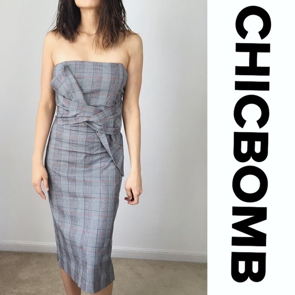 Mad for plaid checks strapless midi dress | - Picture 3 of 5